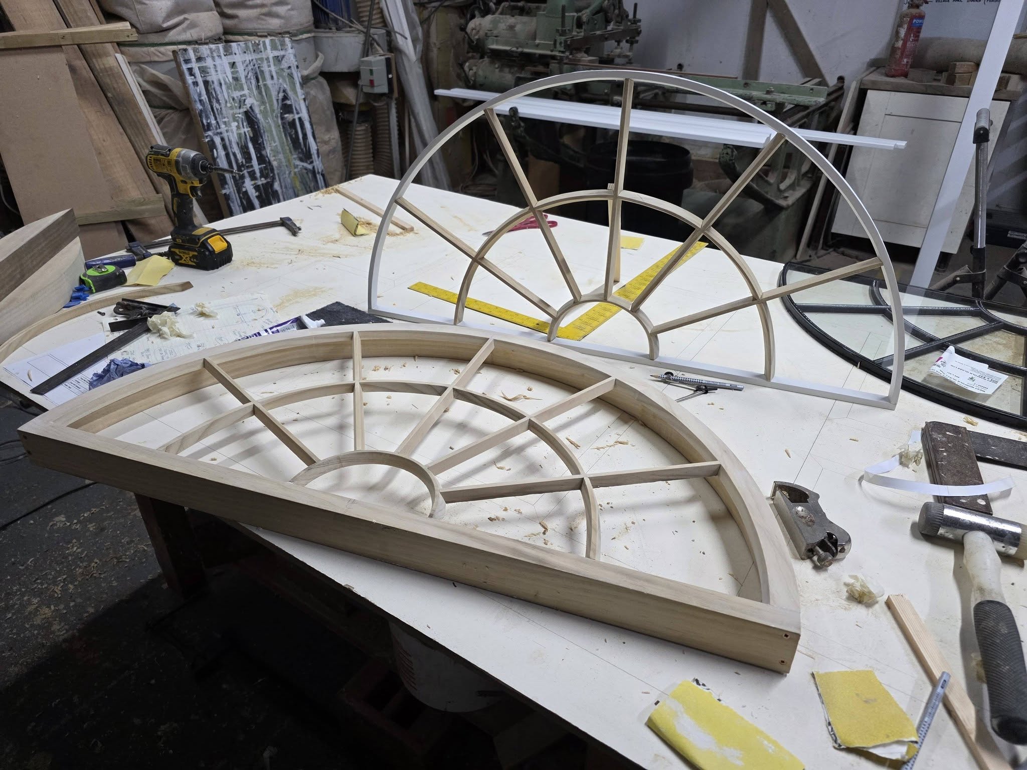 Glazing bar frames on the bench